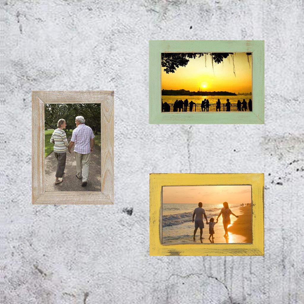 Yokoke 4x6 Inch Rustic Picture Frames - Farmhouse Distressed Frames 100% Reclaimed Wood Photo Frames for Tabletop or Wall Mounting - Vertical & Horizontal - Home Office Gallery Decor - 3 Pack Yokoke