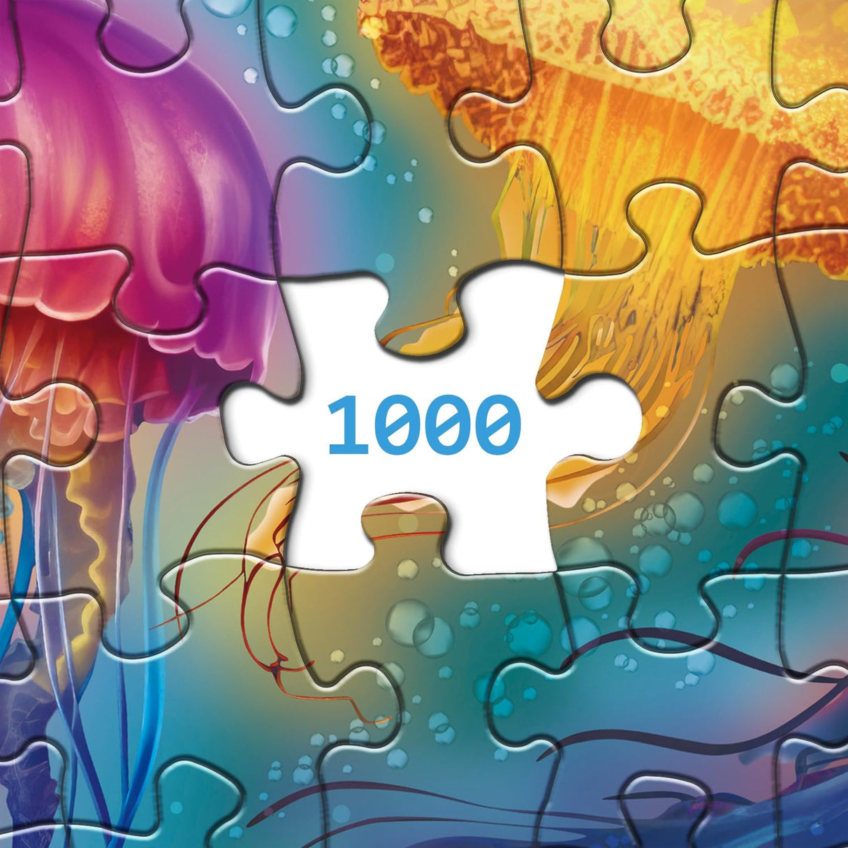 Fantasy Jellyfish Puzzle 1000 Piece Puzzles for Adults, Colorful Jellyfish Jigsaw Puzzles, Amazing Medusa Puzzle Rainbow Glowing Challenging Puzzles BBOLDIN