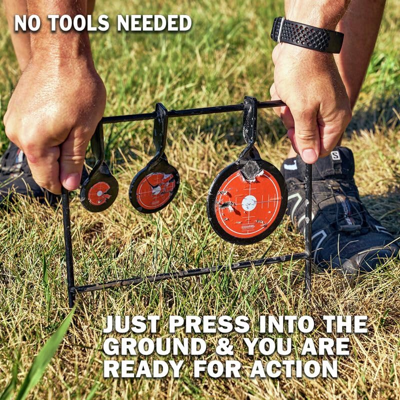 Champion Range and Target Rimfire Triple Gong Spinner Target, Durable Steel Construction for Enhanced Shooting Practice Champion