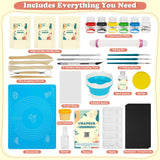 UHAPEER Air Dry Clay Kit for Adults, Pottery Set for Beginners with Clay, Sculpting Tools, Varnish, Pottery Paint, Step-by-Step Guide & Video, Gift for Arts Crafts Lover UHAPEER