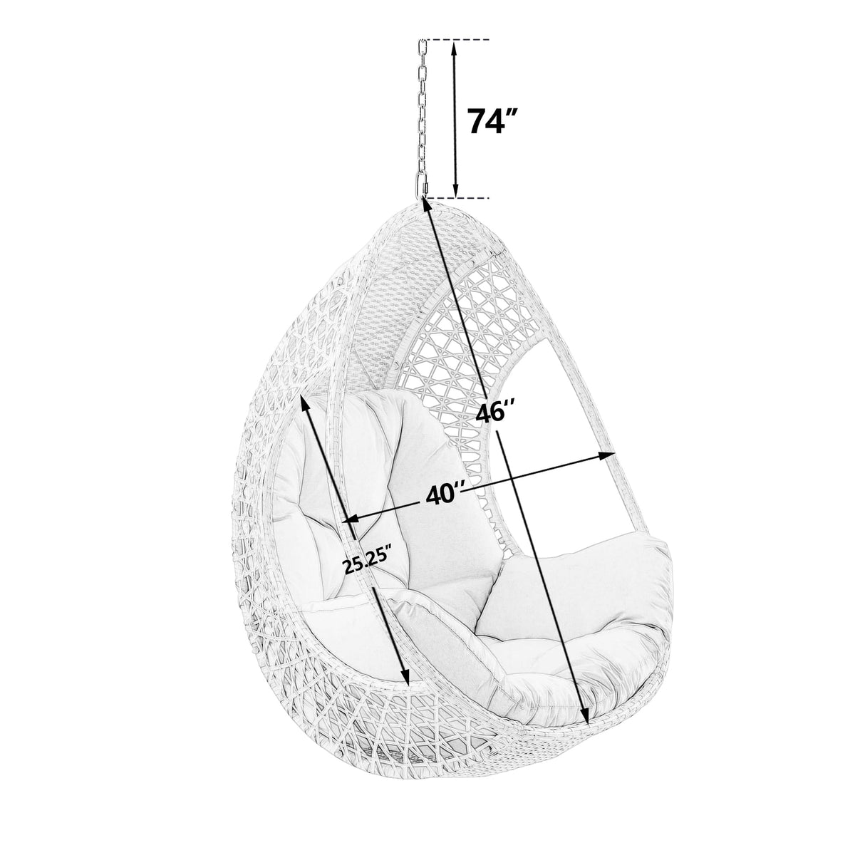 Ulax Furniture Hanging Egg Chair, Tear DropChair with Beige Cushion (Without Stand) Ulax furniture