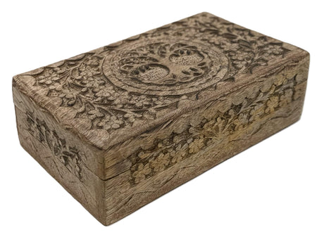 DharmaObjects Hand Carved Tree of Life Wooden Box Keepsake Storage Multi Utility DharmaObjects
