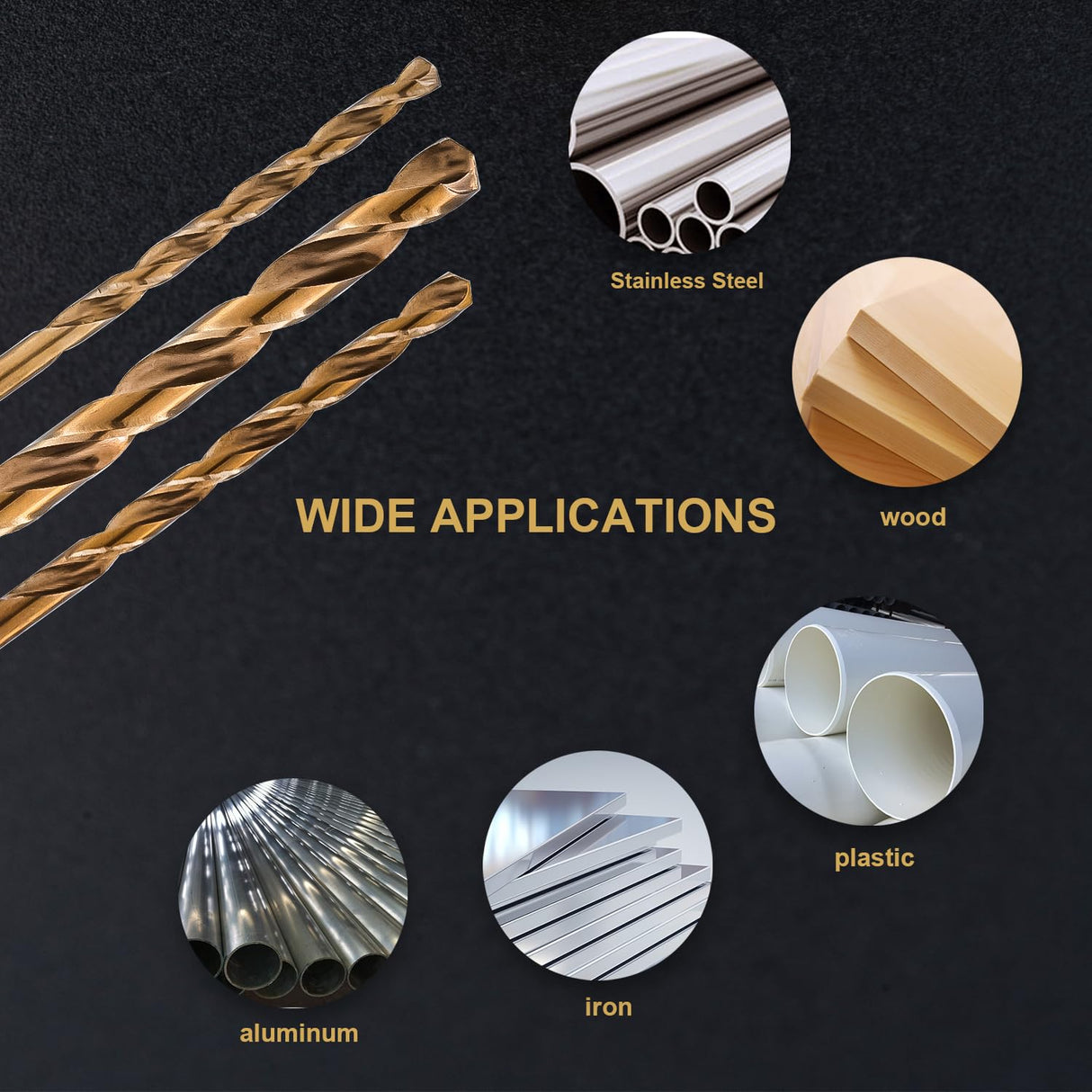 HIDOTOL 115PCS Cobalt Drill Bit Set M35 HSS for Hardened Steel Fractional 1/16"-1/2", Letter A - Z, Wire #1 - #60 with Indexed Metal Case HIDOTOL