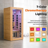 Efficraft Infrared Sauna Indoor, 1 Person Hemlock Wooden Home Sauna, Dry Sauna for Home Spa Room 1350W, Time Temp Pre-Set Sauna Room, w/7 Heating Panels Mini Personal Far Infrared Saunas for Home Efficraft
