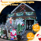 Ollny Christmas Lights Outdoor 800LED 262FT, Cool White Plug in Fairy Lights with Remote, 8 Modes Waterproof Timers Dimmable LED String Lights for Indoor House Outside Bedroom Patio Balcony Ollny