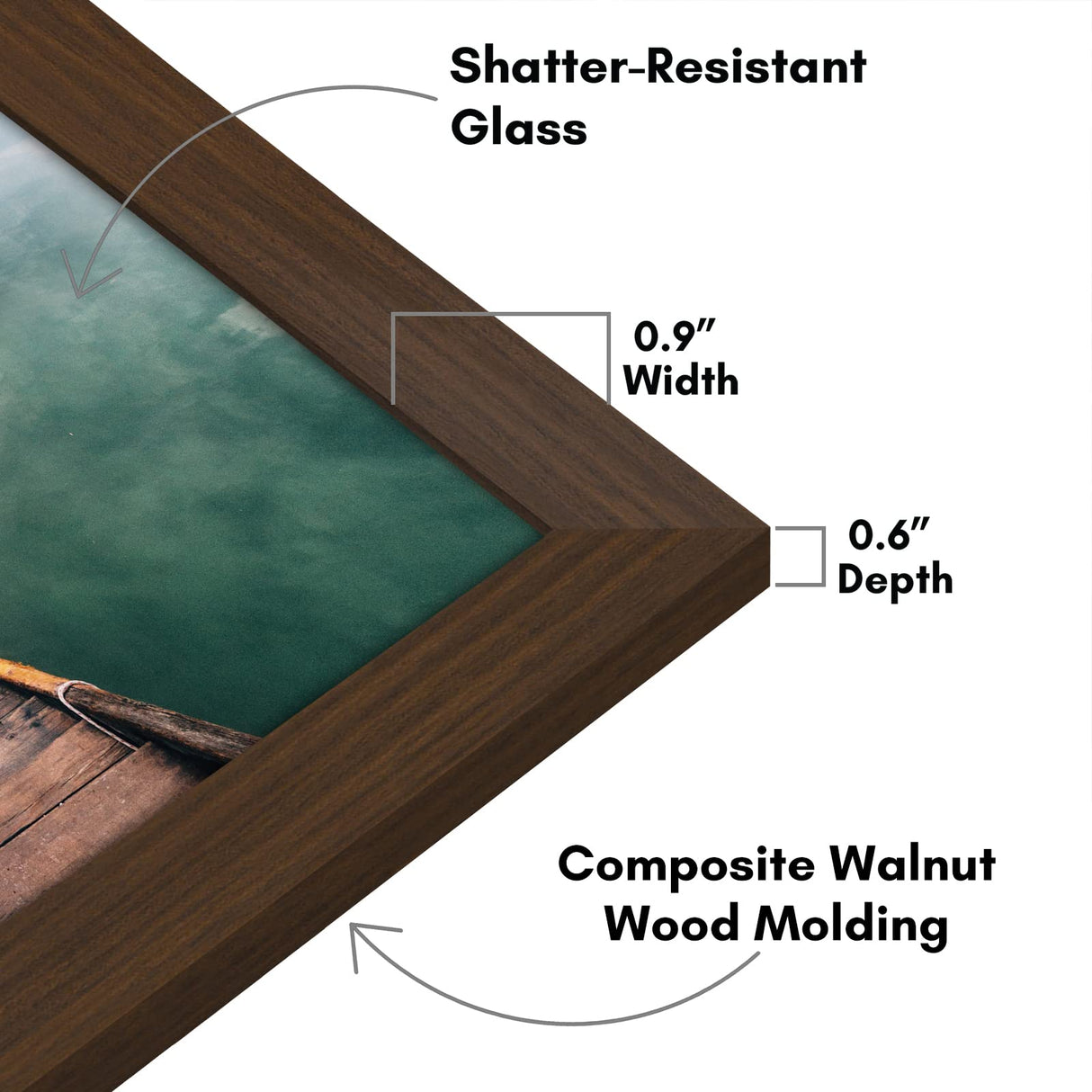 Americanflat 12x18 Poster Frame with Shatter-Resistant Glass - Gallery Style Frame with Engineered Wood - Signature Collection - Photo Frame for Wall Display - Walnut Americanflat