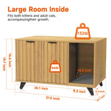 QuicMiou Cat Litter Box Enclosure, Modern Cat Litter Box Furniture Hidden, with Scratching Pad, 4 Metal Legs, Cat House, Natural Oak QuicMiou