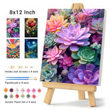 4 Pack Framed Paint by Numbers Kit for Adults Beginner Canvas Painting by Numbers for Adults Cactus Plants Easy Adult Paint by Number Kits with Frame Rose Flowers Watercolor Painting by Number 8x12 In obterie
