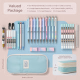 Nicpro 45PCS Aesthetic School Supplies with Pencil Case, Mechanical Pencils 0.5mm, 0.7mm, 0.9mm & 2.0mm with 498 PCS Refills, Cute Mechanical Pencil Set for Writing, Drawing & Drafting (Blue) Nicpro