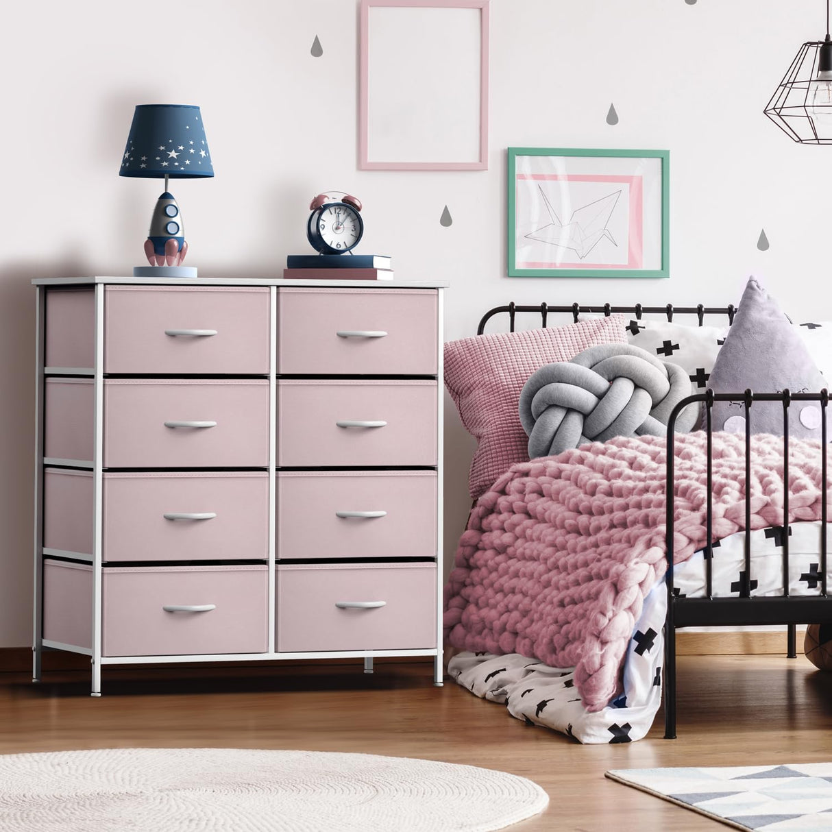 Sorbus Kids Dresser with 8 Drawers - Storage Unit Organizer Chest for Clothes - Bedroom, Kids Room, Nursery, & Closet (Pink, 31.5 x 12 x 32-8 Drawer) Sorbus