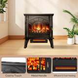 ZAFRO Freestanding Electric Fireplace Stove with Realistic Flame, 5100 BTU Electric Fireplace Heater with Retro Design, 1000W/1500W, Dual Safety Protection for Living Room, Bedroom ZAFRO