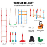 VEVOR Ninja Warrior Obstacle Course for Kids, 1 x 50 ft Weatherproof Slacklines, 500lbs Weight Capacity Monkey Line, Outdoor Playset Equipment, Backyard Toys Training Equipment Set with 10 Obstacles VEVOR