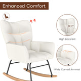 Skandiquip Nursery Rocking Chair, Rocking Chairs for Nursery, Baby Rocker Chair, Glider Rocker, Anti-Tip Safety Design, 440 Lb Weight Capacity, Cotton Fabric Cover, White Skandiquip