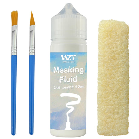 WAN2TLK Masking Fluid for Watercolor Painting - 60ml White with a Paintbrush and Eraser - Art Masking Fluid Pen Watercolor Medium Art Supplies for Artists WAN2TLK