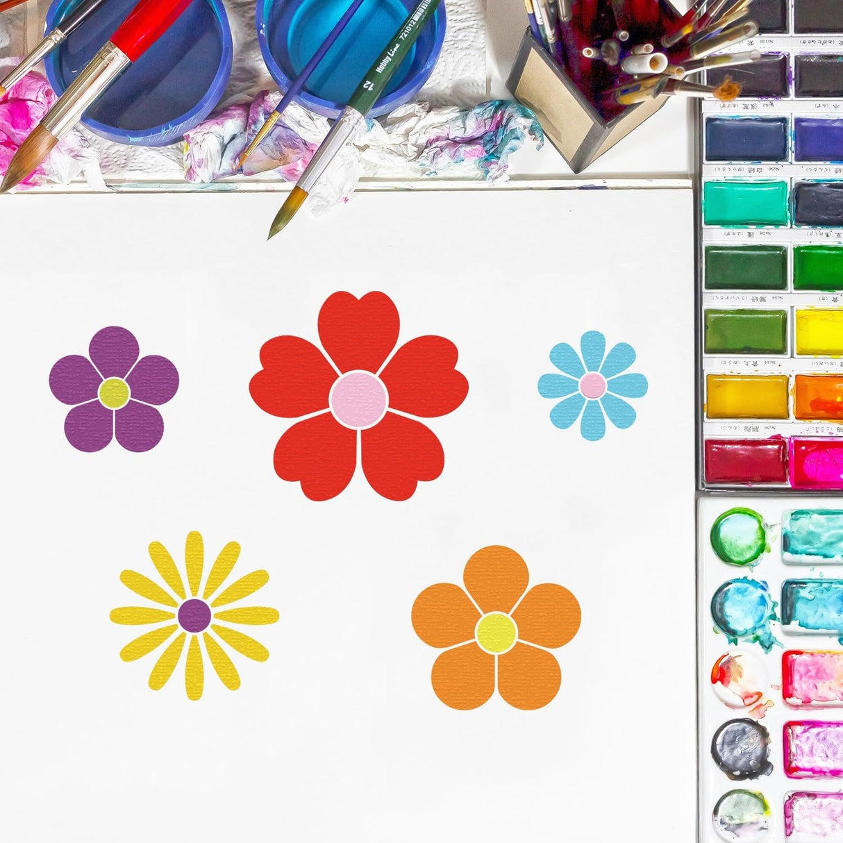 Large Flower Stencils for Painting, Plastic Reusable Floral Paint Stencils for Crafts Wood Burning Drawing Painting on Wall Wood Canvas Duozea