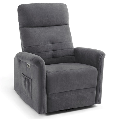 MCombo Power Swivel Glider Recliner Chair, Electric Rocker Recliner Chairs with USB Charging Ports for Living Room and Nursery, Fabric 7763 (Dark Grey) MCombo