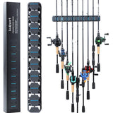 KULPORT Fishing Rod Holder, Wall-Mounted Fishing Rod Rack, Vertical Fishing Pole Holder Holds Up to 9 Rods or Combos, Fishing Rod Rack for Garage Organization System & Fits Most Rods KULPORT