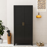 GAIOUS Metal Wardrobe Cabinet with Hanging Rod, 71" Metal Clothing Storage Cabinets with 2 Doors and Adjustable Shelves, Black Armoire Wardrobe Closet for Bedroom, Laundry Room, Cloak Room GAIOUS