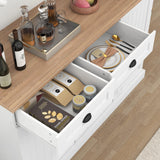 Gyfimoie Sideboard Buffet Cabinet with 2 Drawers, Farmhouse Kitchen Pantry with Adjustable Shelves, Coffee Bar Cupboard Cabinet with 3 Doors for Kitchen, Dining Room (White) Gyfimoie