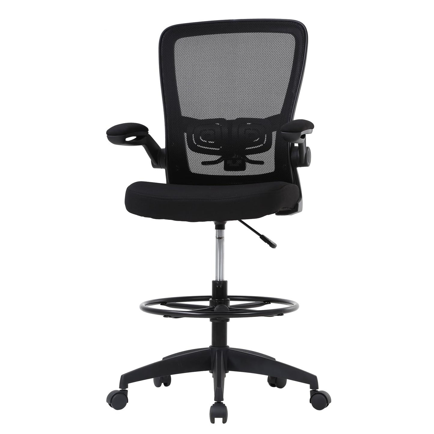 PayLessHere Ergonomic Drafting Chair Tall Office Chair High Adjustable Standing Desk Chair with Lumbar Support Mesh Back Footrest Flip-Up Arms for Office Computer Desk Standing Desk (Black) - WoodArtSupply