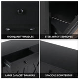 MAMIZO Double Tilt Out Trash Cabinet 10 Gallon*2,Kitchen Garbage Cabinet,Pet-Proof Standing Hidden Dual Laundry Sorter,W/Hideaway Drawer,for Kitchen,Living,Dining Room (Black) MAMIZO