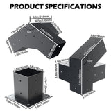 Grehitk Pergola Kit, Slanted Roof Pergola Brackets Kit, DIY Pergola Kit 3-Way 120° Corner Bracket and 40°4-Way Corner Bracket with Pergola Post Base for 4x4''Wood Beams Elevated Wood Stand Kit Grehitk