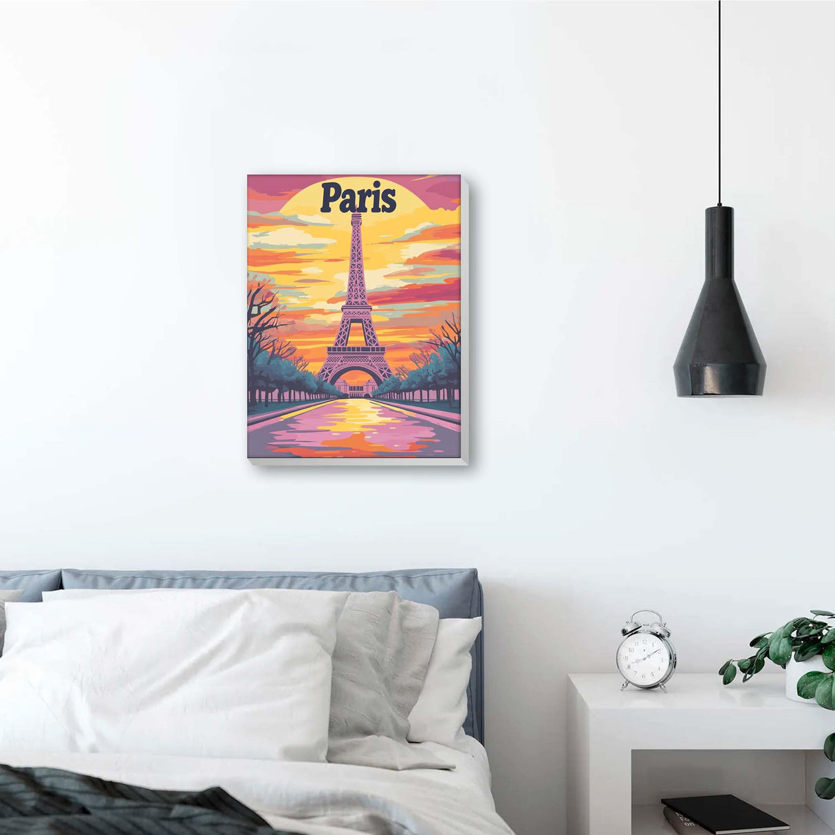 Reofrey Framed Paint by Numbers Kit for Adults & Beginner - 8x12 Inch Canvas Eiffel Tower Paint by Numbers - Landscape Educational & Creative Art Set for Beginners - Perfect for Home & Wall Decoration Reofrey