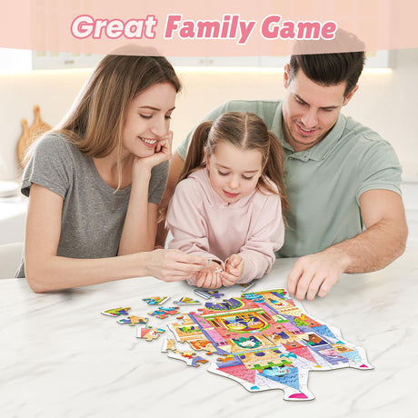 ELX 60 Piece Castle Jigsaw Puzzle for Kids 3+, Large Floor Puzzle for Preschool Learning with Storage Bag, Educational Toy Gift Birthday and Christmas for Boys Girls ELX