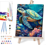 MIRCVSH Sea Turtle Paint by Numbers for Adults - Paint by Number with Frame,DIY Paint by Number with Wooden Frame Easy Acrylic on Canvas 12x16 in (Include Framed) MIRCVSH