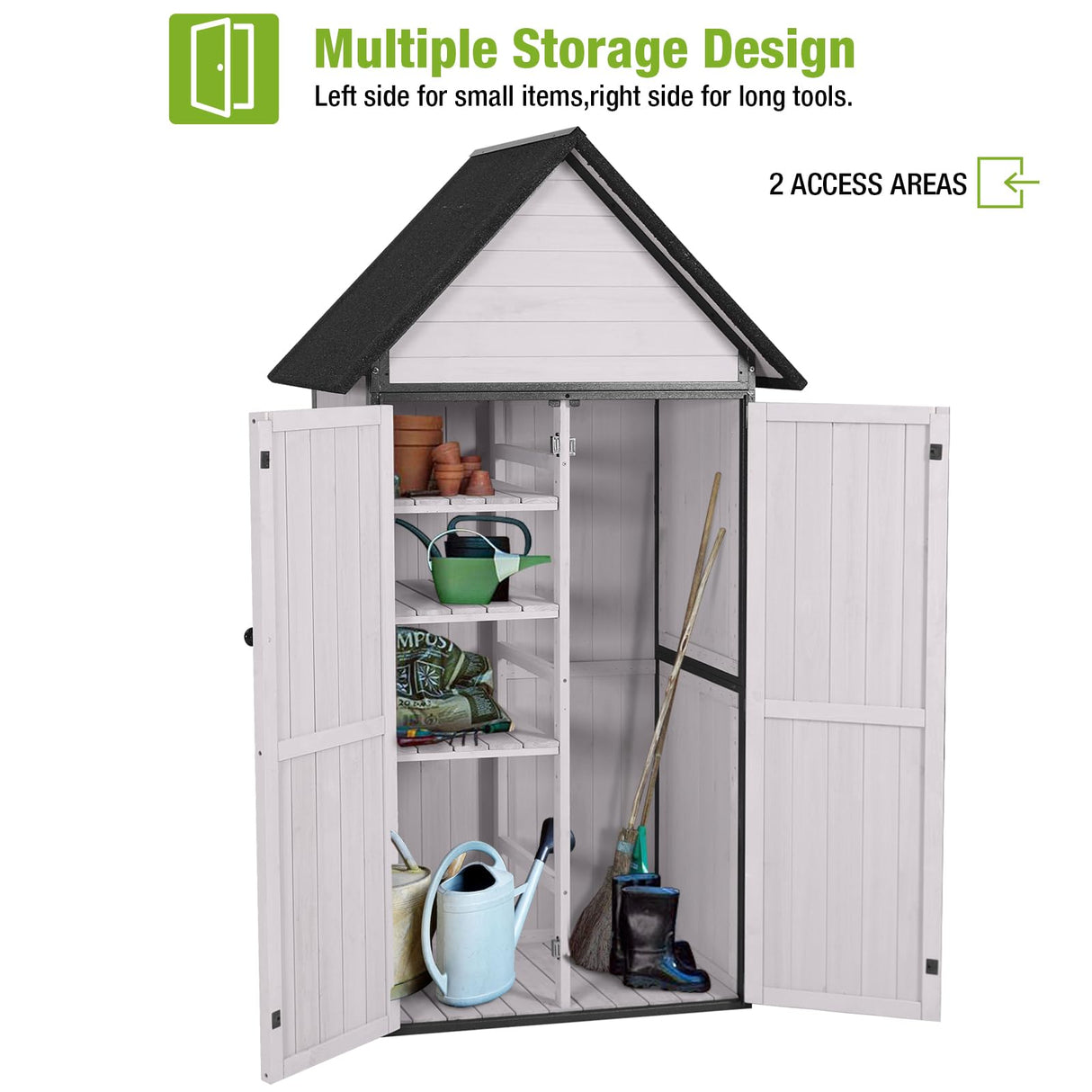 GUTINNEEN Shed Outdoor Storage Upgraded with Durable Metal Frame Garden Shed Tool Storage Cabinet with Wooden Floor Adjustable Shelfs 2.5 x 1.4FT （Off-White） GUTINNEEN