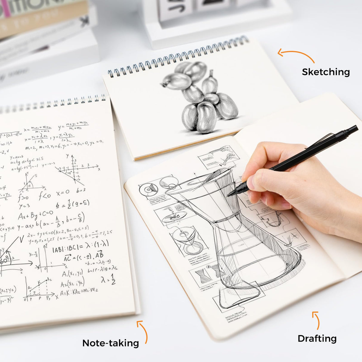 Four Candies 4PCS Metal Mechanical Pencils Set with Case, 0.5mm & 0.7 mm Artist Pencil with 8 Tubes (480PCS) HB Lead Refills, 3 Erasers,9 Eraser Refills For Writing Drafting, Drawing, Black&Silver Four Candies