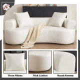 HRVEOCEI Luxury 80” Beige Curved Loveseat Sofa, Chenille Curved Couch with 2 Big Pillows & Extra Wide Armrests, Comfy Upholstered Oversized Loveseat Couch & Sofa for Living Room (Beige, 80 Inches) HRVEOCEI