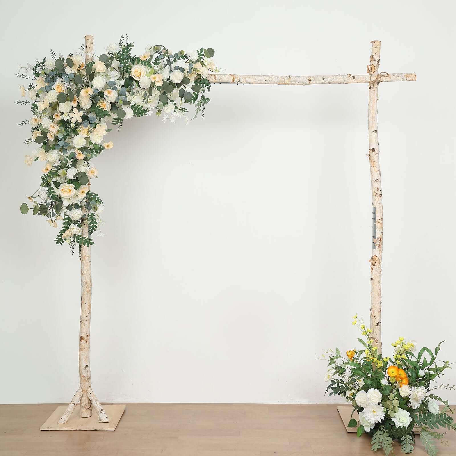 Efavormart 7.5ft Natural Birch Wood Square Wedding Arch, Rustic Arbor Photography Backdrop Stand - WoodArtSupply