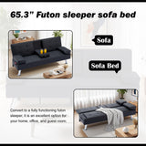 Convertible Loveseat Sofa Sleeper Couch Bed Adjustable PU Leather Upholstery Folding Recliner Sofá, Small 2-Seat Futon Sofa&Couch, Modern Accent Accent Couches with Cup Holders for Living Room Lyngins