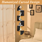 Corner Shelf, 5 Tier Bookshelf with LED Light, Corner Shelf Wall Mounted, Floating Shelves for Wall, Display Stand for Bedroom, Living Room, Bathroom, Home, Office, Black Waipfaru