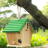 STARSWR Bird House Outside Bluebird House for Outside Clearance, Hanging Birdhouse,Cardinals Wooden Birdhouse with Green Top STARSWR