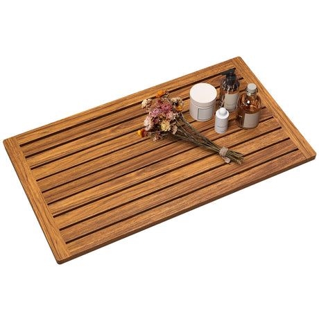 Teak Shower Mat, 32"x18" Wood Bath Mat Non-Slip Bathroom Mat Teak Bath Mats for Bathroom, Wooden Floor Mat Bathroom Mat for Inside, Outdoor or Spa(Large) Kiasthome