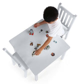 Humble Crew, White Kids Wood Square Table and 2 Chairs Set Humble Crew