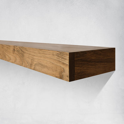 Modern Fireplace Mantel, Contemporary, Floating Mantle, Shelf, Hand Crafted, URBANDI (Aged Oak, 60Lx3Hx8D)