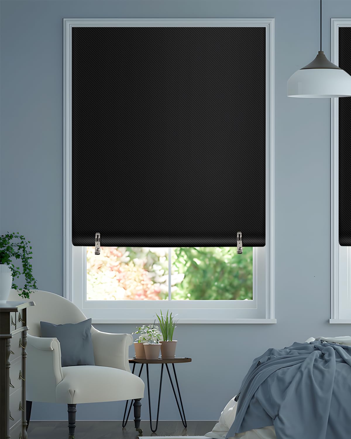 Blackout Roller Window Shades, Cordless Roller Shades, No Tools No Drill Pull Down Room Darkening Window Shades, Blackout Blinds for Bedroom Windows Home and Office(36''W x 72''H, Black) SAUIRS