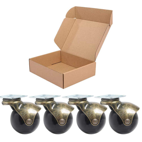 ENYKE 2 Inch Ball Caster Wheels, Vintage Wheels for Furniture, Antiqure Brass Swivel Casters Set of 4 for Coffee Table, Ottoman Heavy Duty 360LBS Capacity (16 Screws Included) ENYKE