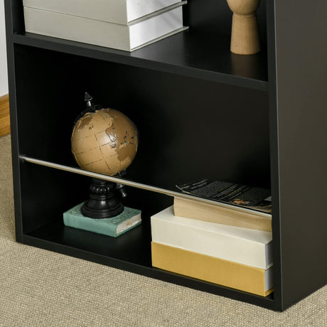 HOMCOM Stylish Black Bar Table with 3-Tier Storage Shelves for Kitchen and Dining Spaces HOMCOM