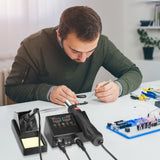 TLBZK Rework Soldering Station, 2 in 1 SMD Hot Air Solder Station and Soldering Iron Kit Heat Gun with Soldering Tips, Hot Air Nozzles, Tweezers TLBZK