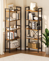 Furologee Triple 5 Tier Bookshelf, Bookcase with 14 Open Display Shelves, Wide Etagere Book Shelf, Industrial Shelving Units for Home Office, Living Room, Bedroom, Rustic Brown Furologee