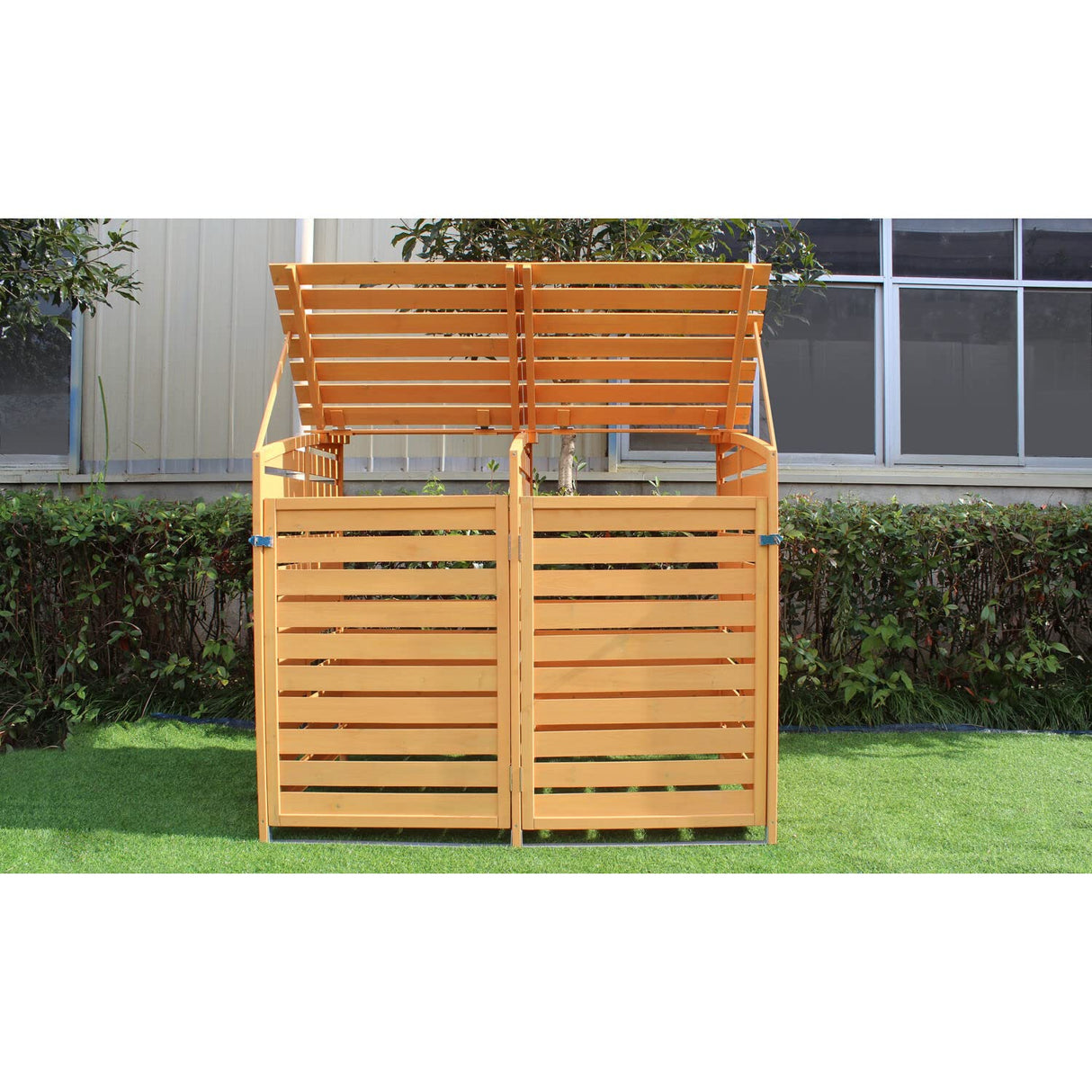 Hanover Outdoor Storage Shed, 4.9 ft. x 4 ft., Wooden Outdoor Shed for Trash and Recyclables with Locking Latch and Waterproof Roof, Durable Trash Sheds for Backyard, Patio, or Lawn Hanover
