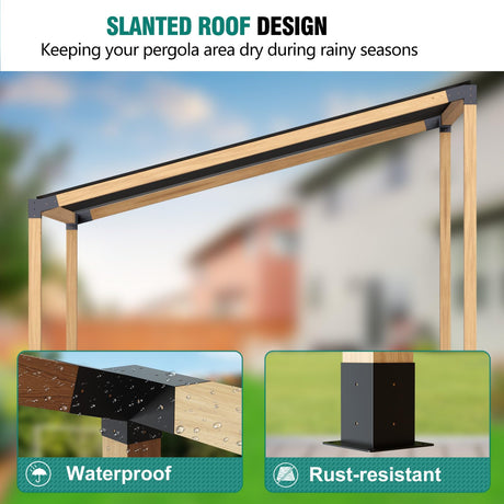 HAYOHRT 15° Pergola Brackets 75° Pergola Brackets Corner Bracket with Post Base Gazebo Kit for 4x4'' (Actual 3.5x3.5 in) Wooden Beams Lumber Gazebos Patio Pergola Sheds HAYOHRT