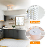 tewei Wood Bead Chandelier, Semi Flush Mount Boho Nursery Ceiling Light Fixture Rustic 3 Lights Chandelier Farmhouse E26 for Kitchen Bedroom Living Dining Room White tewei