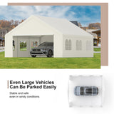 GOJOOASIS 20' x 20' Heavy Duty Carport with Roll-up Visual Windows, Reinforced Party Tent with Removable Sidewalls & Doors for Parties, Wedding, Outdoor Events, Car Canopy with All-Season Tarp, White GOJOOASIS