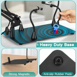 IVMAIE Helping Hands Soldering Station, 10X Magnifying Glass with light, 4 Magnetic PCB Holder Arms, Non-Slip Weighted Base Magnifier, Third Hand Soldering Tool for Soldering Jewelry Hobby Craft IVMAIE