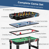 GYMAX 49" Multi Game Table, 4 in 1 Game Table with Foosball Table, Pool Billiards, Air Hockey & Table Tennis, Complete Combination Game Table for Family Game Room GYMAX